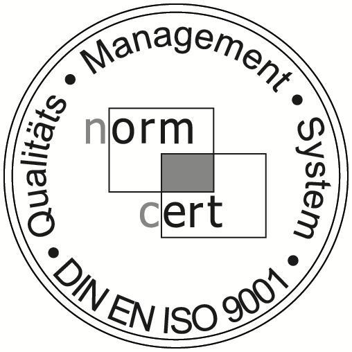 Zertifiziert nach DIN EN ISO 9001 — Qualitätsmanagement (norm cert)